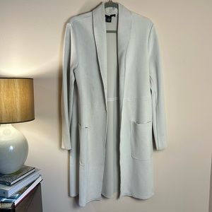 💙 Joan Vass - New York | Faux Leather Trench Coat | White/Taupe | Sz Med